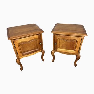 Vintage French Oak Bedside Tables, Set of 2
