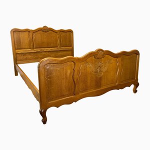 Vintage Louis XV French Oak Double Bed