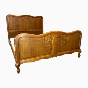 Vintage French Louis XV Oak Double Bed