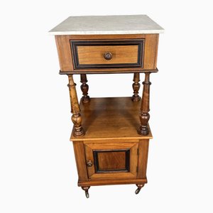 Frenhc Bedside Table in Walnut with Marble Top