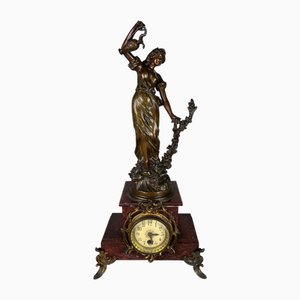 Horloge Vintage Bronze et Marbre Sculpture Figurine Statue