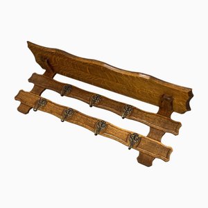 French 7 Hook Ornate Carved Coat Plate Rack