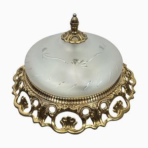 Plafonnier Vintage en Verre Givré
