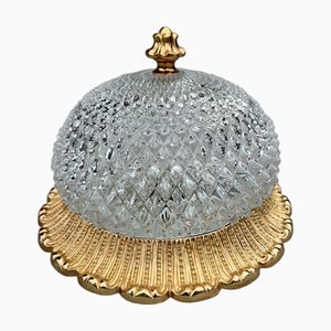 Ceiling Lamp in Brass and Pressed Crystal