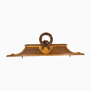 Antique French Hand Carved Wood Oak Pediment