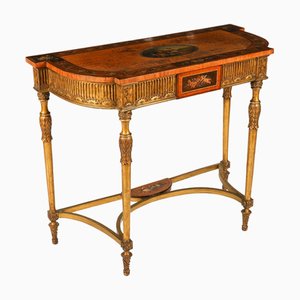 Antique George III Satin Wood Painted Demi-Lune Console Table, 1700s