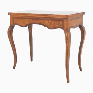 Antique French Game Table with Marquetry Inlay, 1880
