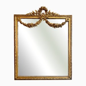 Large Ornate French Overmantel Gold Gilt Mirror, 1820