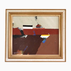 Hans Osswald, Topography in Red Abstract, 1950s, Huile sur Toile, Encadrée