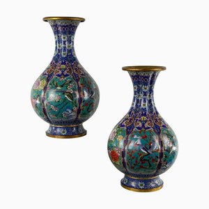 Vasi grandi antichi in Cloisonné, Cina, anni '10, set di 2