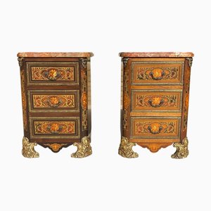 Boulle Marquetry Napoleon III Bedside Tables, Set of 2