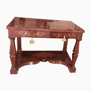 Antique Neoclassical Console Table Adaptable to a Desk in Mahogany, Maple Inlays by George Smith, Sorrento, 1830s
