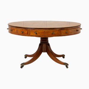 19th Century English Regency Teak Drum Table