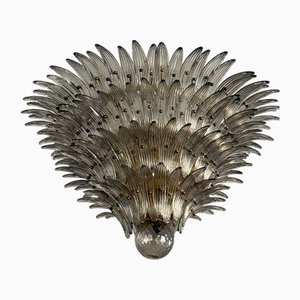 Huge Murano Chandelier with Feather Prisms in the style of Barovier