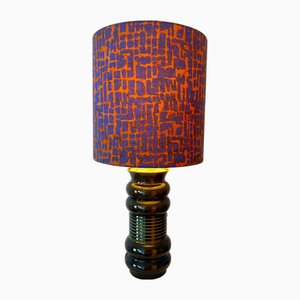 Mid-Century Space Age Lampe in Olivgrünem Glas von Alfred Klein für Ak Keramik, 1960er