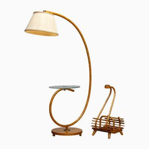 Swedish Floor Lamps with Magazine Rack from IWO, Mariestad, 1940s, Set of 2