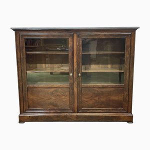 19th Century Louis Philippe Low Bookcase in Mahogany with Grey Marble Top