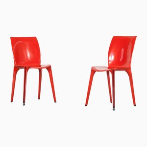 Rote Lamda Stühle aus gestanztem rot lackiertem Stahl von Marco Zanuso & Richard Sapper für Gavina, 1959, 2er Set