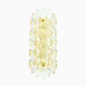 Skandinavische Mid-Century Wandlampe aus Glas & Messing von Carl Fagerlund für Orrefors, Schweden, 1960er