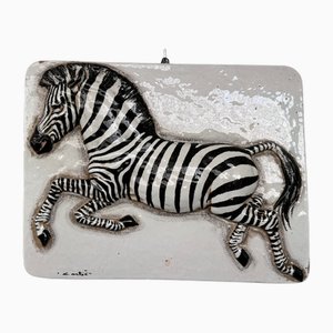 Bas-Relief Wall Decoration Depicting a Zebra in Glazed Terracotta, 1970s
