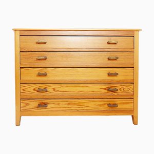Commode 5 Tiroirs Vintage avec Poignées en Laiton