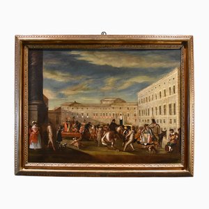 Atelier de Michelangelo Cerquozzi, Carnaval Rome Piazza Colonna, 1640, Huile sur Toile