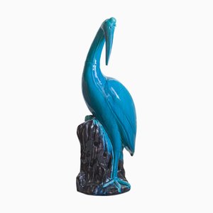 Chinese Turquoise Glazed Crane Figurine, 1950s