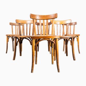 Chaises de Salle à Manger Bistro Carrée en Bois Courbé, 1950s, Set de 6