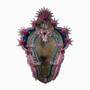 Antiker venezianischer Wandspiegel aus Muranoglas, 1940er