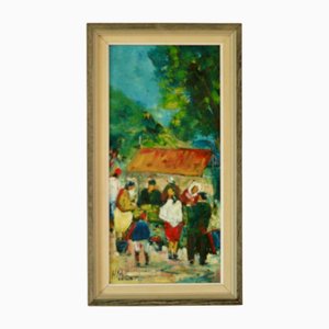 H. R. Doenik, People, 1960s, Oil on Canvas, Framed
