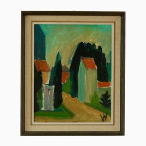 Gudmund Vang Hansen, Street View, 1960s, Oil on Canvas, Framed