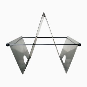 Italian Postmodern Metal Magazine Rack Holder, 1980s