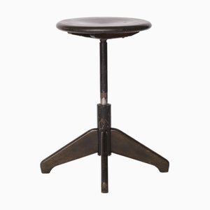 Vintage German Industrial Swivel Stool in Beech, 1950s