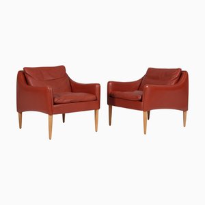 Fauteuils en Cuir Cognac attribués à Hans Olsen, 1960s, Set de 2