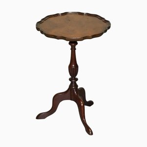 Antique Hardwood Scalloped Edge Top Side Table on Tripod Feet, 1930