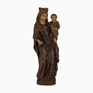Late 18th Century Virgin and Child in Polychrome Carved Wood