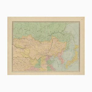 Antique Map of China with Japan and Korea Eastern Asia by Andriveau-Goujon, 1860