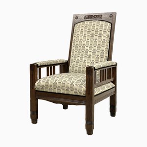 Poltrona Art Nouveau con schienale regolabile, fine XIX secolo