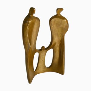 Large Figurative Bronze Sculpture of Family by Maria Guergova, 1985