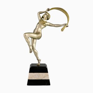 R. Varnier, bufanda de bailarina Art Déco, 1925, bronce con base de mármol