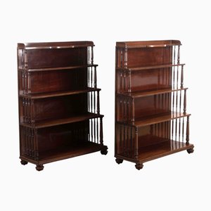 Antike Regency Wasserfall Bücherregale aus Mahagoni, 1825, 2er Set