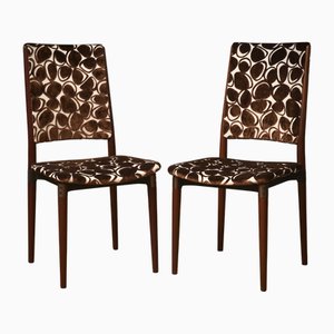 Wood and Velvet Office Desk Dinning Room Chairs by Osvaldo Borsani for Tecno, 1960