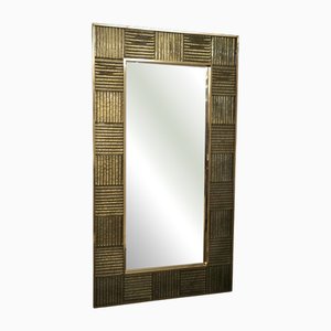 Italienischer Mid-Century Konsolen-Wandspiegel aus Murano-Gold Kunstglas & Messing