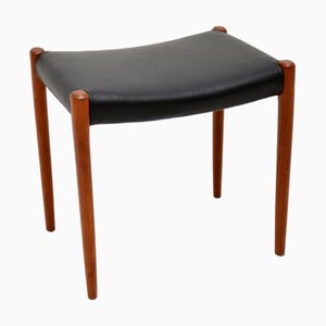 Vintage Danish Teak and Leather Stool attributed to Niels Moller, 1960s