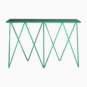 Giraffe Console Table with Natural Linoleum Top in Green by &New
