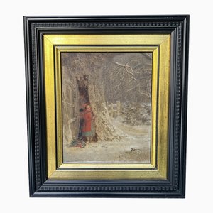 George Hardy, Christmas Eve, 1874, Oil on Board, Framed