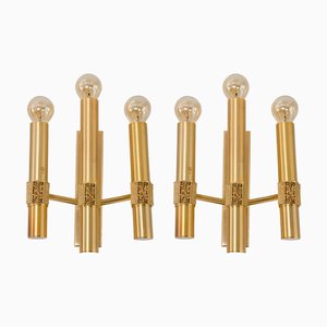 Moderne Mid-Century Wandleuchten aus Messing von Angelo Brotto für Esperia, 2er Set
