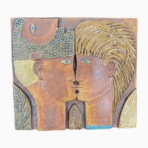 Paar in Love Relief oder Wandteller Stig Lindberg für Gustavsberg, 1960er