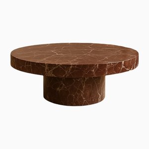 Round Marble Coffee Table in Red Levanto by Andrea Grasso