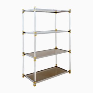 Étagère Claustra en Verre Acrylique, Verre Fumé et Laiton par Charles Hollis Jones